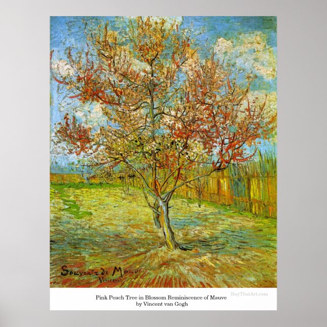 Pink Peach Tree in Blossom von Vincent van Gogh Poster (Vorne)