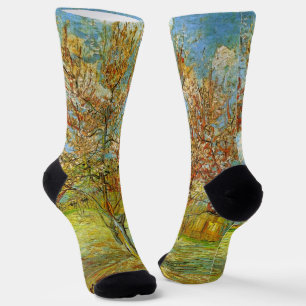 Pink Peach Tree in Blossom von Vincent van Gogh Socken