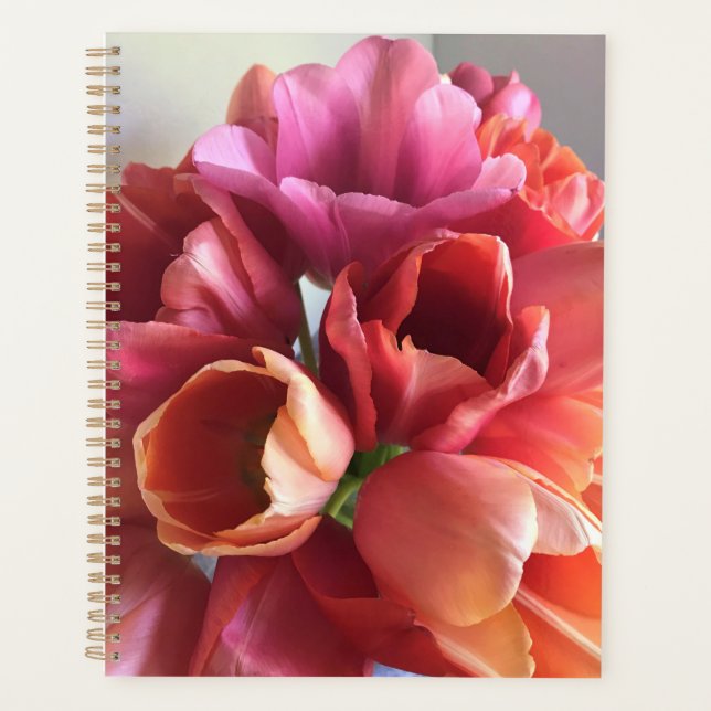 Pink & Peach Tulip Bouquet Planer (Vorderseite)