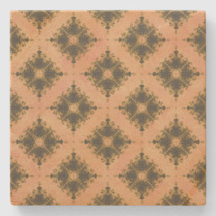 Pink, Peach und Bronze Diamond Burst Muster Steinuntersetzer