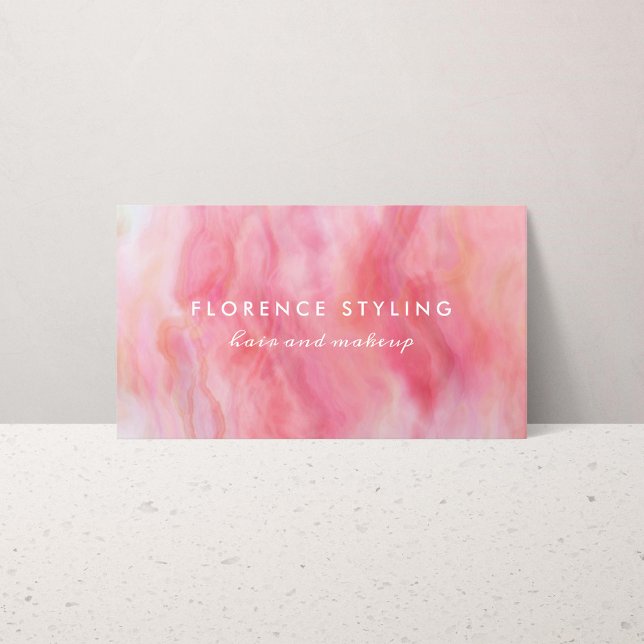 Pink Peach Wassercolor Haartrockner Makeup Stylist Visitenkarte (Von Creator hochgeladen)