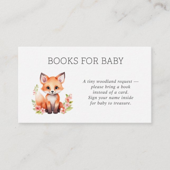 Pink Peach Woodland Fox Books for Baby Begleitkarte (Vorderseite)