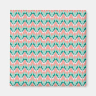 Pink Peach Yukka und Green ZigZag Muster Magnet