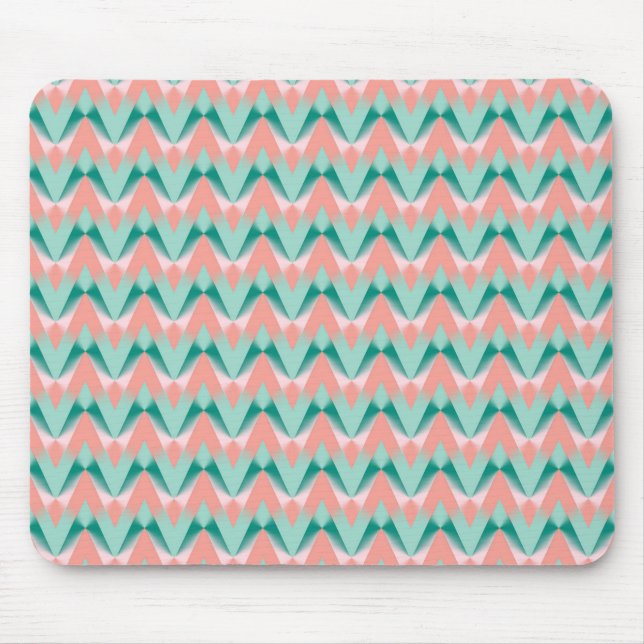 Pink Peach Yukka und Green ZigZag Muster Mousepad (Vorne)