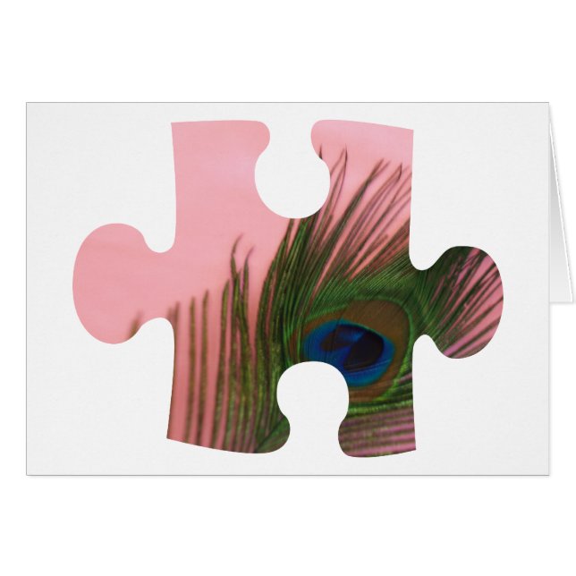 Pink Peacock Feather Puzzle Piece (Vorderseite (Horizontal))