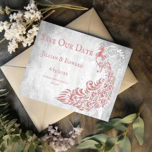 Pink Peacock Leaf Ankündigung Datum freihalten