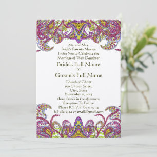 Pink Peacock Paisley Gatsby Einladung zur Hochzeit
