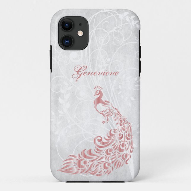 Pink Peacock Personalisiert Case-Mate iPhone Hülle (Rückseite)
