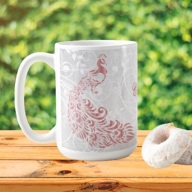 Pink Peacock Personalisiert Kaffeetasse (Pink Peacock Personalized Coffee Mug)