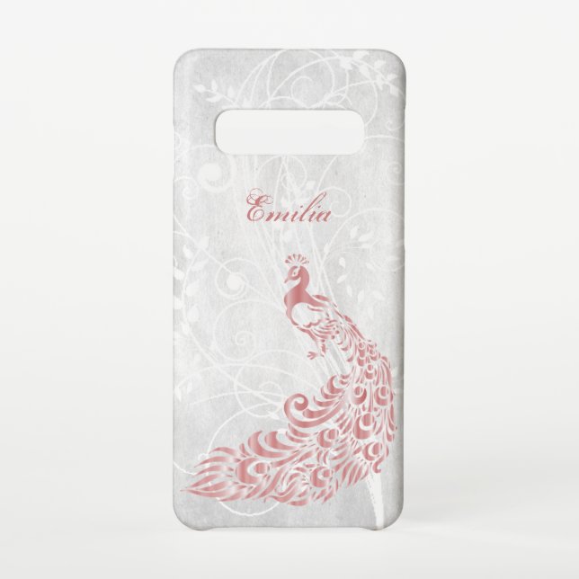 Pink Peacock Personalisiert Samsung Galaxy Hülle (Rückseite)