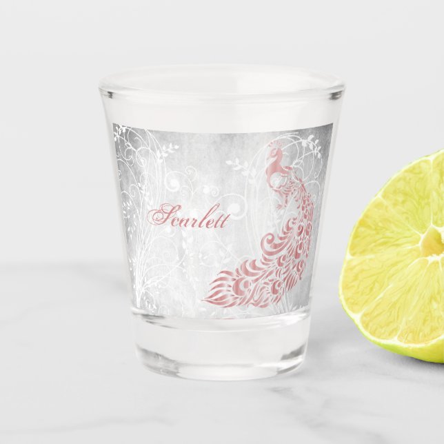 Pink Peacock Personalisiert Schnapsglas (Vorderseite)