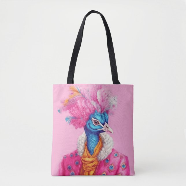 Pink Peacock Tote Tasche (Vorderseite)