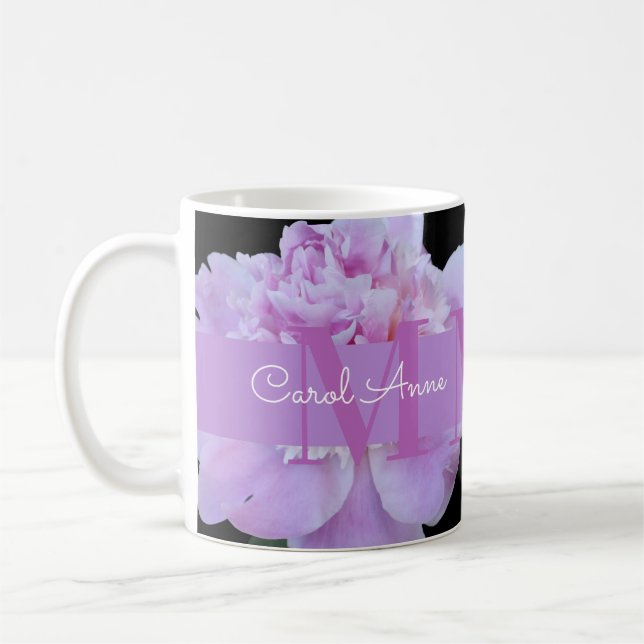 Pink Peak Lila Monogram Floral Black Kaffeetasse (Links)
