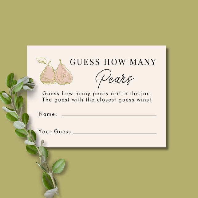Pink Pear Guess How Many Pears Bridal Shower Game Begleitkarte (Von Creator hochgeladen)