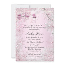 Pink Pearl Bow Cross Heilige Kommunion oder Taufe