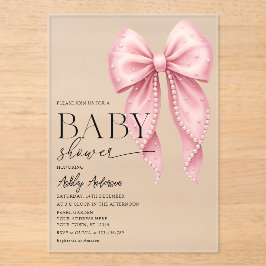 Pink Pearl Bow Girl Baby Shower Acryleinladungen