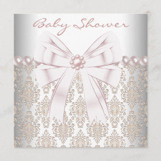 Pink Pearl Damask Kinderdusche Einladung