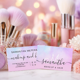 Pink Pearl Ombre Holografisches Schönheits-Make-up Visitenkarte