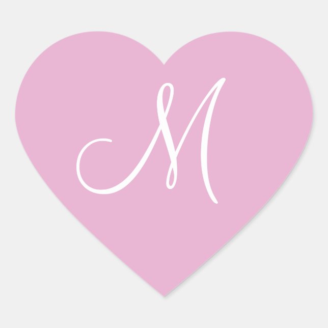 Pink Pearl Your Own Monogram Wedding Herz-Aufkleber (Vorderseite)