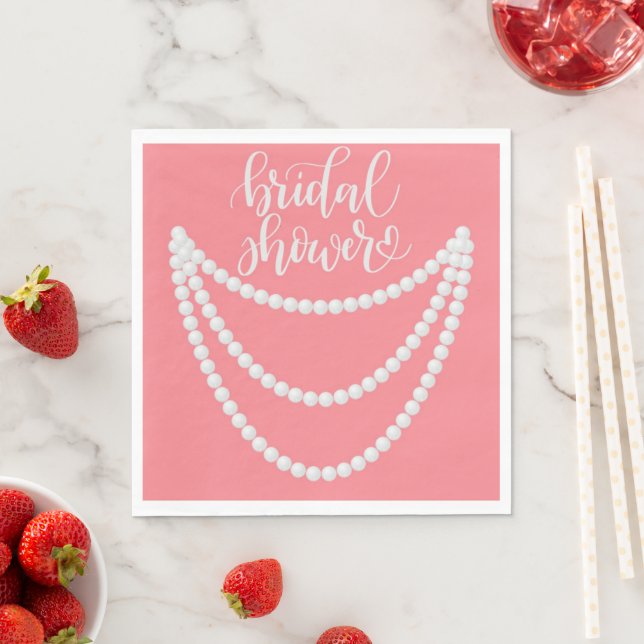 pink pearls bridal shower serviette (Beispiel)