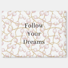 Pink Pearls Gold Chain Birthday Magnet