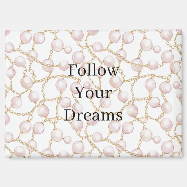 Pink Pearls Gold Chain Birthday Magnet (Vorderseite)