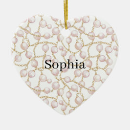 Pink Pearls Gold Chain Keramik Ornament