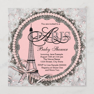 Pink Pearls Pink Paris Baby Dusche Einladung