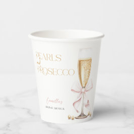 Pink Pearls & Prosecco Bow Brautparty Pappbecher