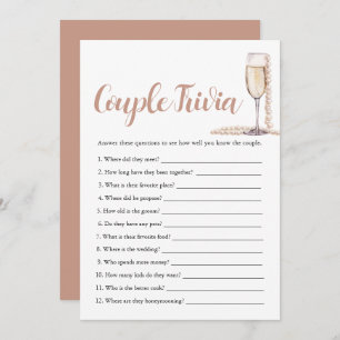 Pink Pearls & Prosecco Couple Trivia Bridal Game Einladung