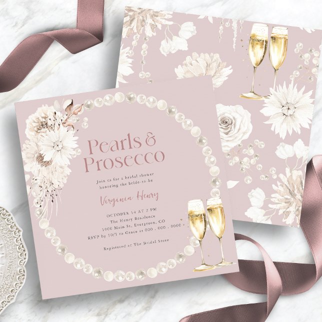 Pink Pearls Prosecco Einladung (Pink Pearls Prosecco Invitation
)