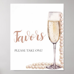 Pink Pearls und Prosecco Champagner Favoriten Zeic Poster