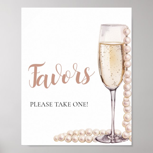 Pink Pearls und Prosecco Champagner Favoriten Zeic Poster (Vorne)