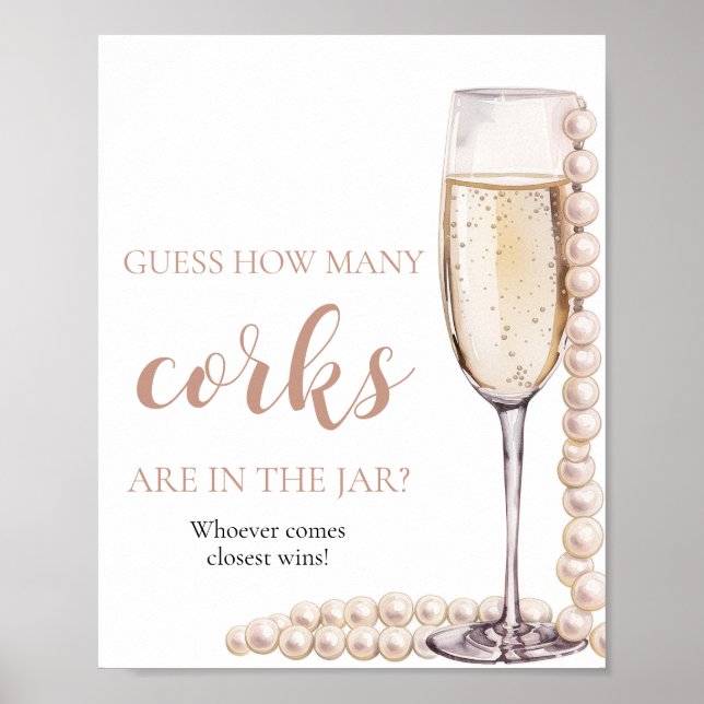 Pink Pearls und Prosecco schätzen, wie viele Corks Poster (Vorne)