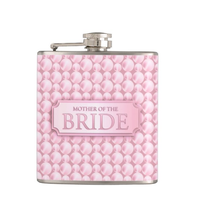 Pink Pearly Mother of the Bride Wedding Flask Flachmann (Vorderseite)
