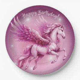Pink Pegasus "Happy Birthday" Pappteller