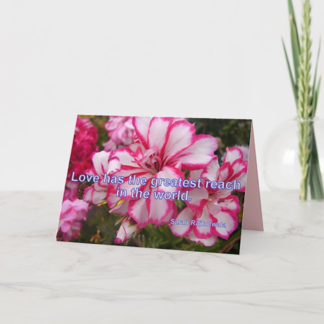 Pink Pelargonium Love has the Greatest floral Card Karte (Vorderseite)