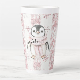 Pink Penguin Snowflakes Weihnachten Milchtasse