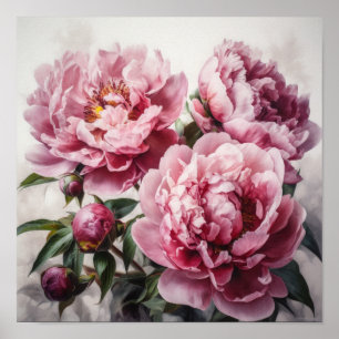 Pink Peongs Blume Art Print Poster