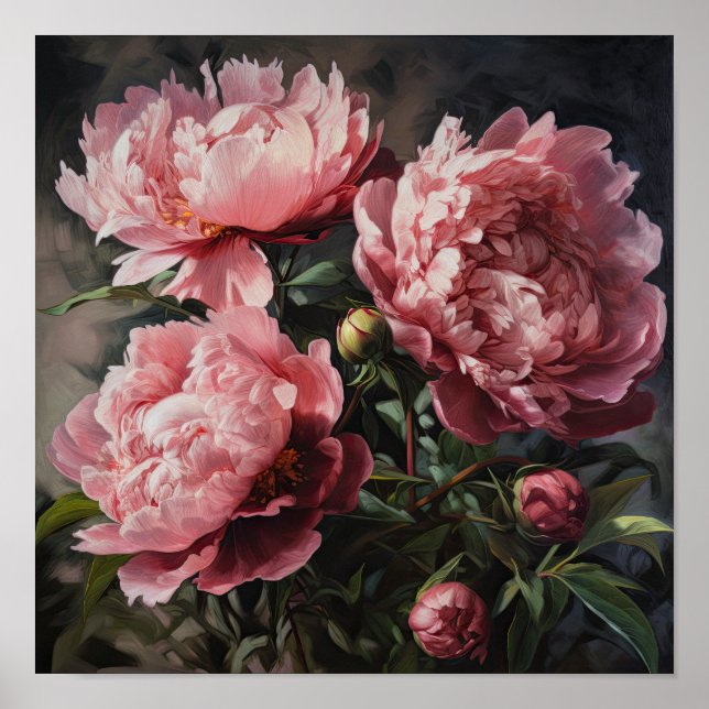Pink Peongs Blume Art Print Poster (Vorne)