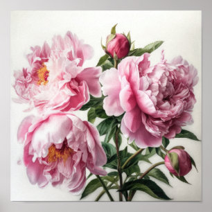 Pink Peongs Blume Art Print Poster