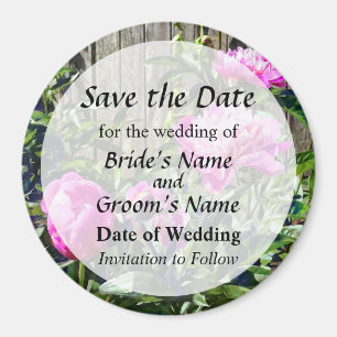 Pink Peongs by Stockade Fence Save the Date Magnet