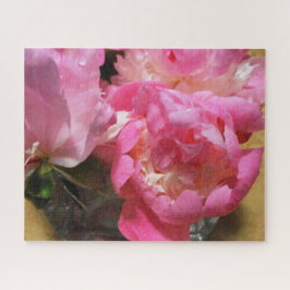 Pink Peongs in Vase Foto Mouse Pad Puzzle