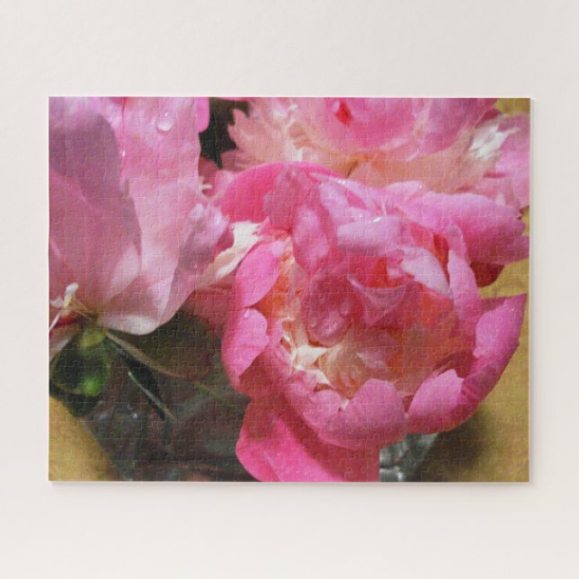 Pink Peongs in Vase Foto Mouse Pad Puzzle (Horizontal)