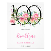 Pink Peonies 100. Geburtstag Willkommen