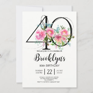 Pink Peonies 40. Geburtstag Einladung