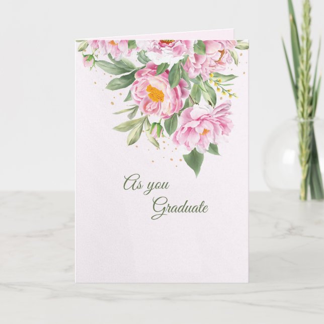 Pink Peonies Abschluss Card Karte (Vorderseite)
