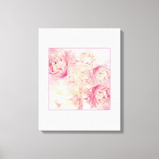 Pink Peonies Abstrakt Art Gestrickte Leinwand (Vorderseite)