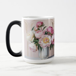  Pink Peonies Art Deco Morphing Mug Verwandlungstasse