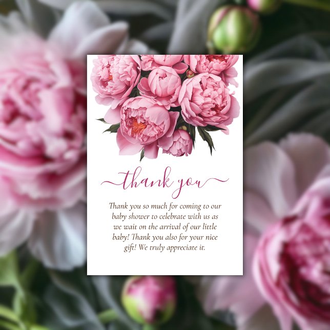 Pink Peonies Baby Dusche Danke (Pink Peonies Watercolor Baby Shower Thank You)